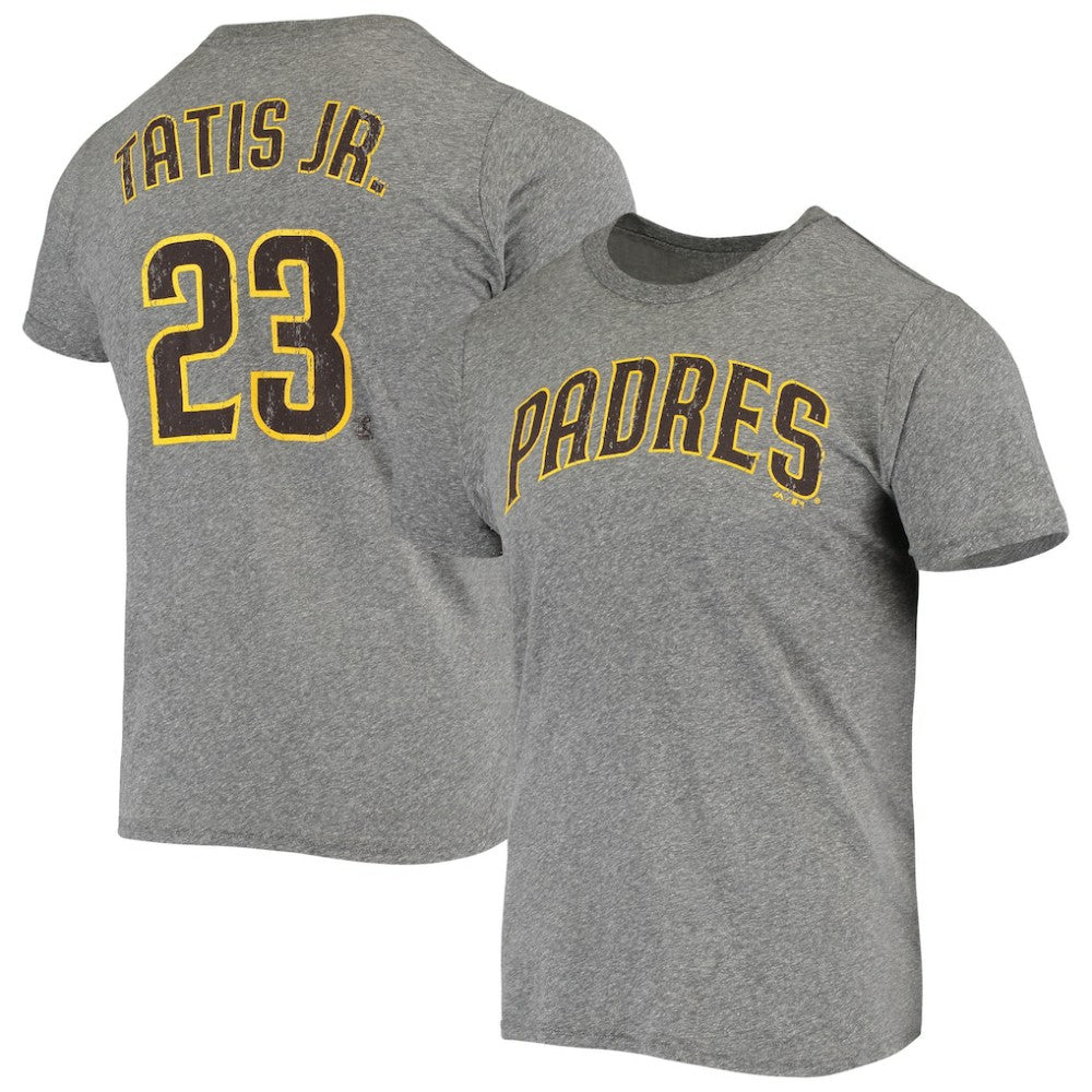 Fernando Tatis Jr. San Diego Padres Majestic Threads Name & Number Tri-Blend T-Shirt - Heathered Gray
