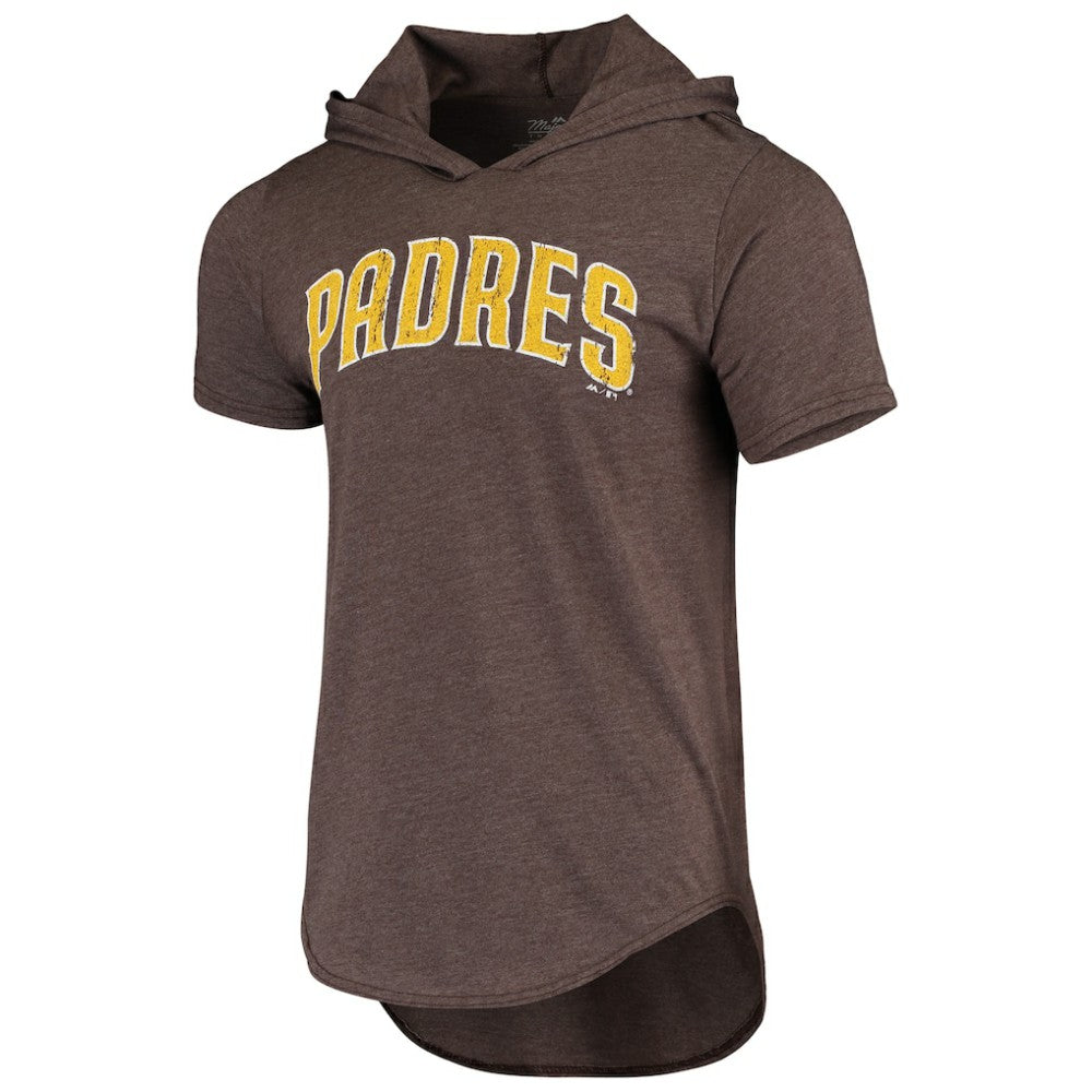 Fernando Tatis Jr. San Diego Padres Majestic Threads Softhand Player Tri-Blend Hoodie T-Shirt - Heathered Brown