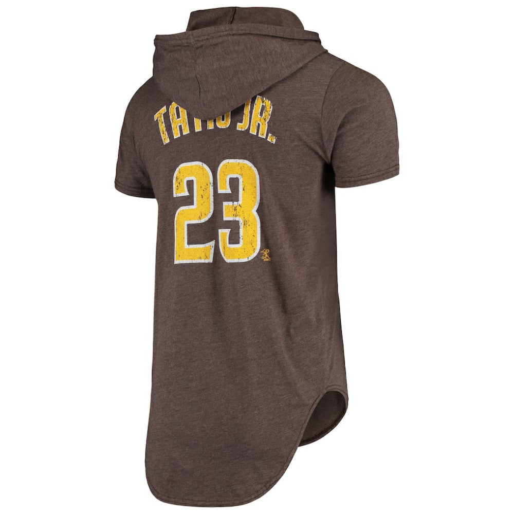 Fernando Tatis Jr. San Diego Padres Majestic Threads Softhand Player Tri-Blend Hoodie T-Shirt - Heathered Brown