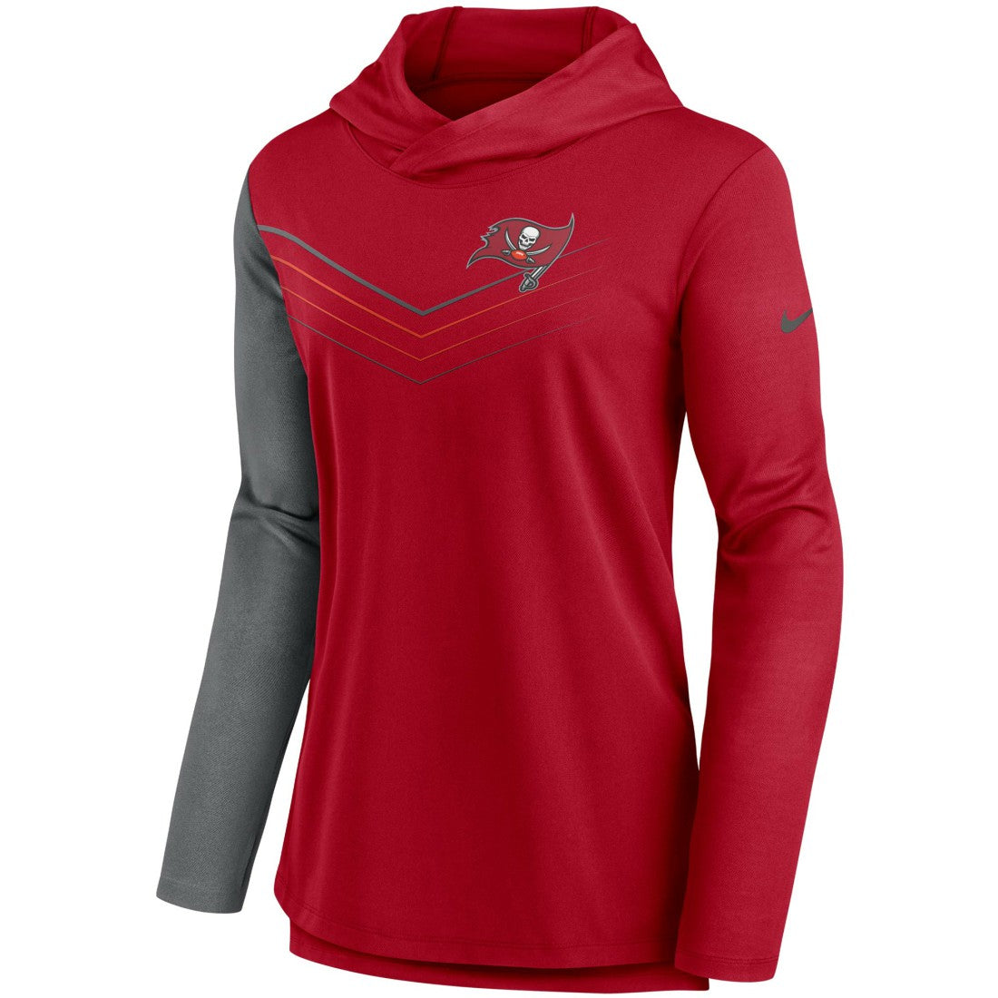 Tampa Bay Buccaneers Women's Chevron Hoodie Performance Long Sleeve T-Shirt - Red/Heathered Charcoal | Nike outlet