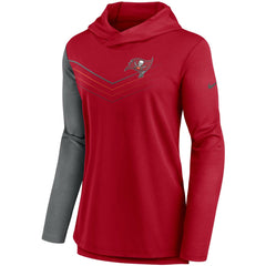 Tampa Bay Buccaneers Women's Chevron Hoodie Performance Long Sleeve T-Shirt - Red/Heathered Charcoal | Nike outlet