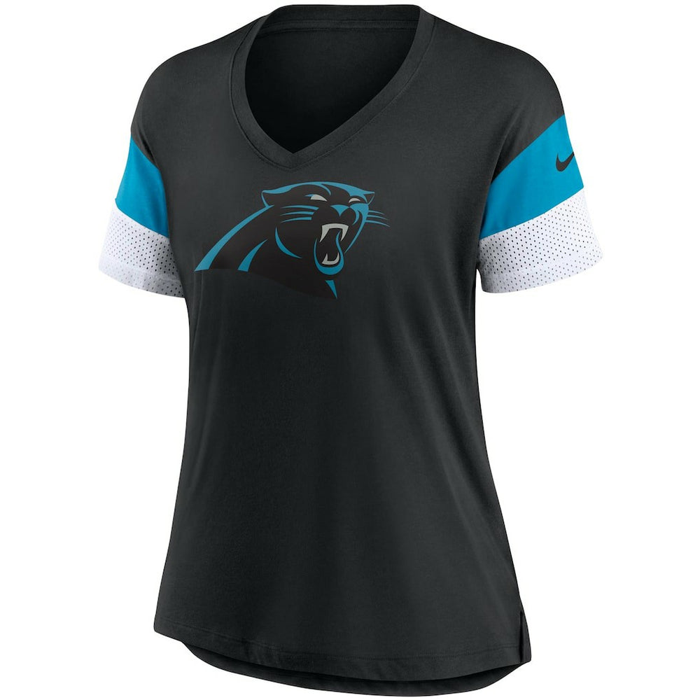 Carolina Panthers Women's Team Logo Fashion Performance Tri-Blend V-Neck T-Shirt - Black | Nike on sale
