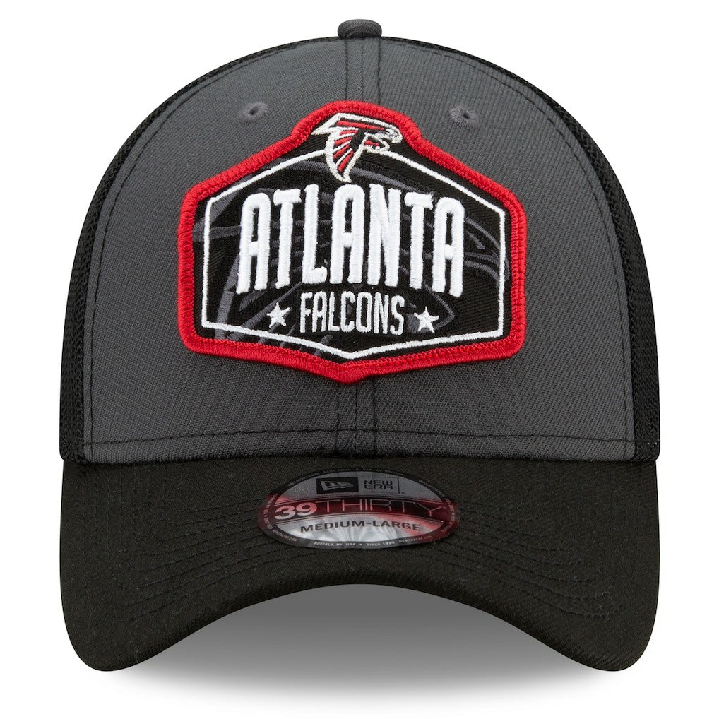 Atlanta Falcons New Era 2021 NFL Draft Trucker 39THIRTY Flex Hat - Graphite/Black cheap
