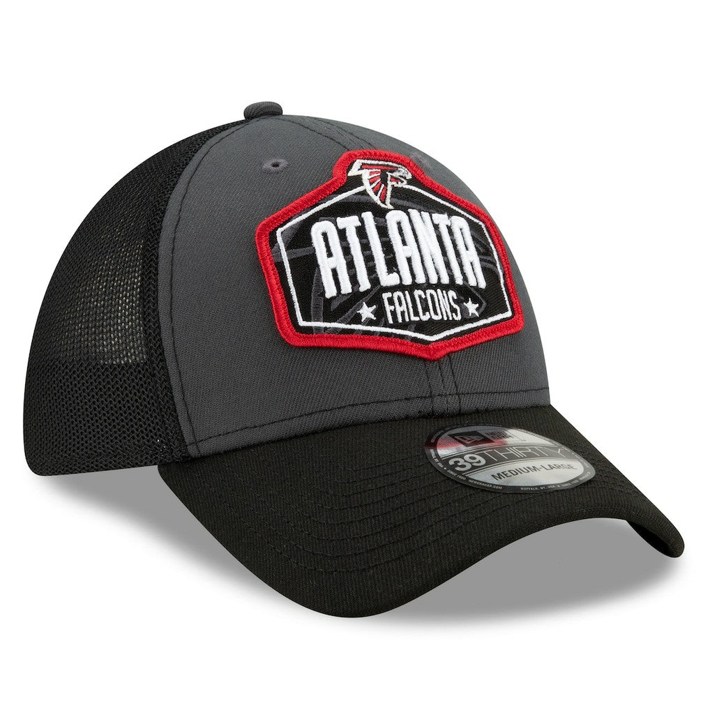 Atlanta Falcons New Era 2021 NFL Draft Trucker 39THIRTY Flex Hat - Graphite/Black cheap