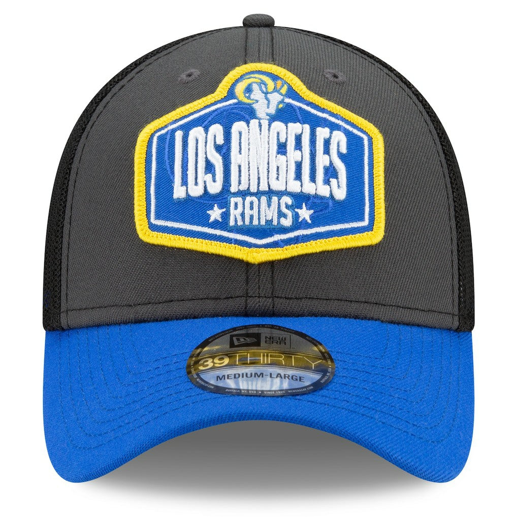 Los Angeles Rams New Era 2021 NFL Draft Trucker 39THIRTY Flex Hat - Graphite/Royal online