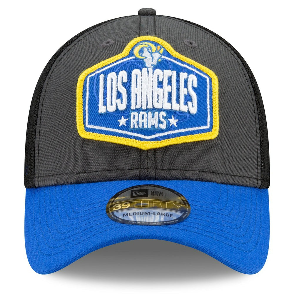 Los Angeles Rams New Era 2021 NFL Draft Trucker 39THIRTY Flex Hat - Graphite/Royal online
