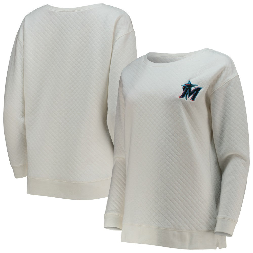Miami Marlins Concepts Sport Women's Quilted Pullover Sweatshirt - White/Cream