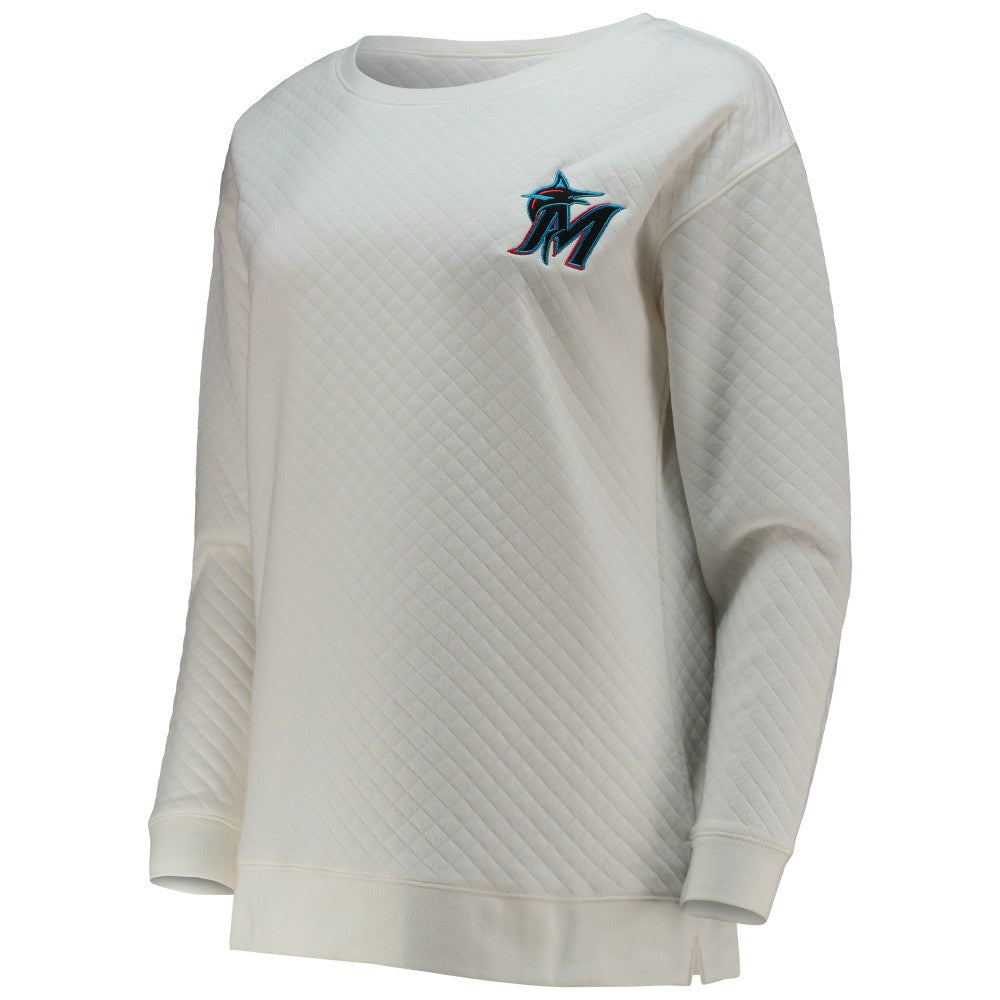 Miami Marlins Concepts Sport Women's Quilted Pullover Sweatshirt - White/Cream
