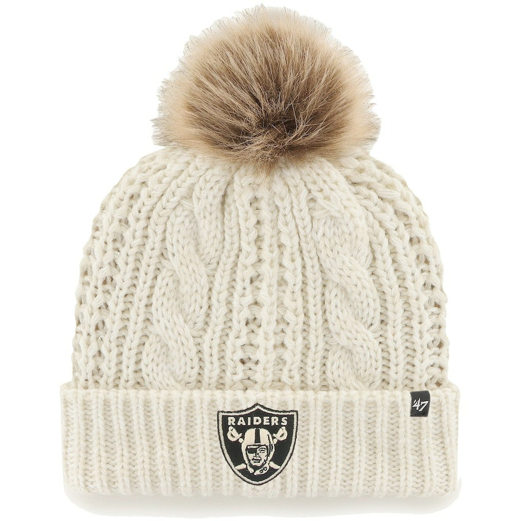 Las Vegas Raiders '47 Women's Team Meeko Cuffed Knit Hat with Pom - Cream sale