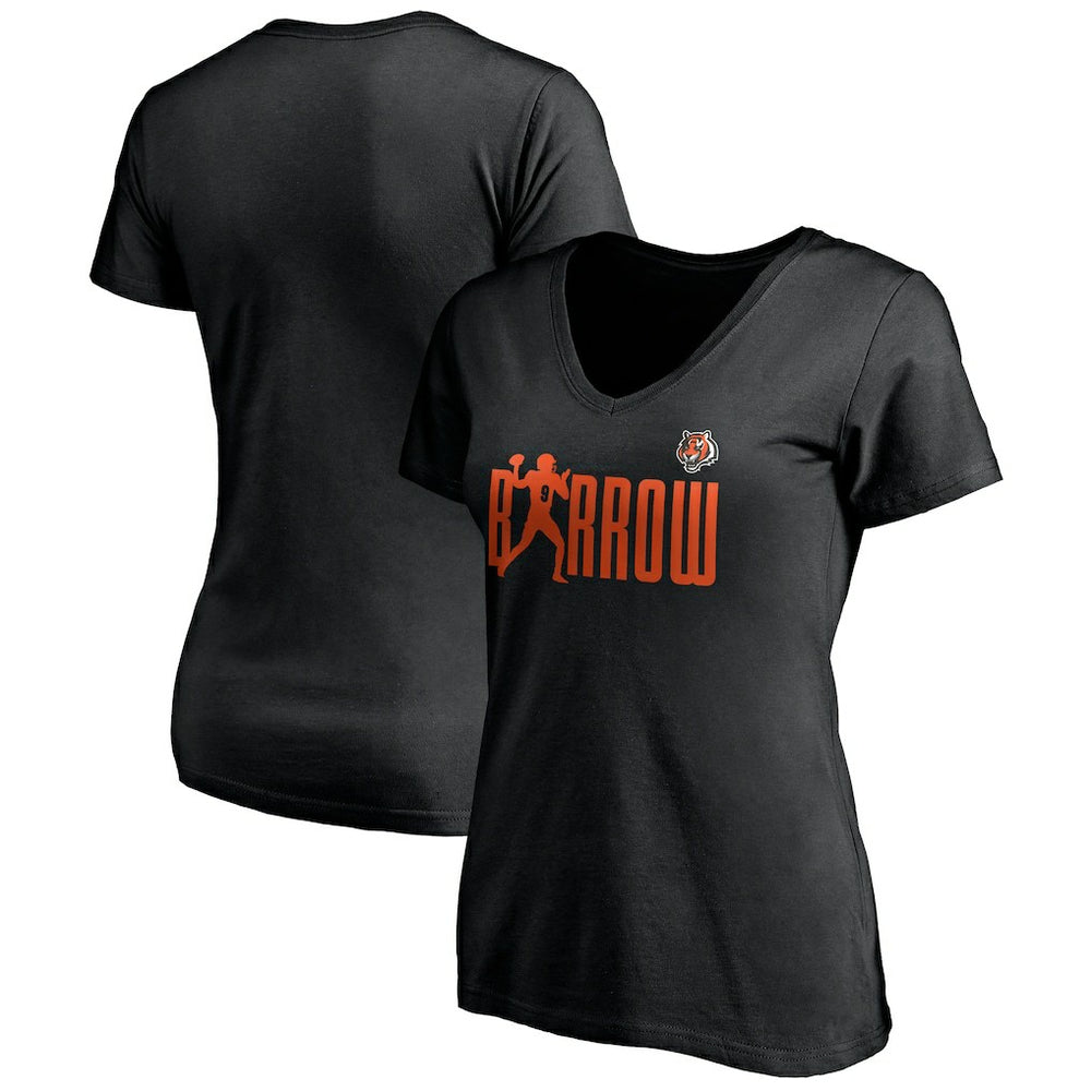 Joe Burrow Cincinnati Bengals Women's Checkdown V-Neck T-Shirt - Black cheap