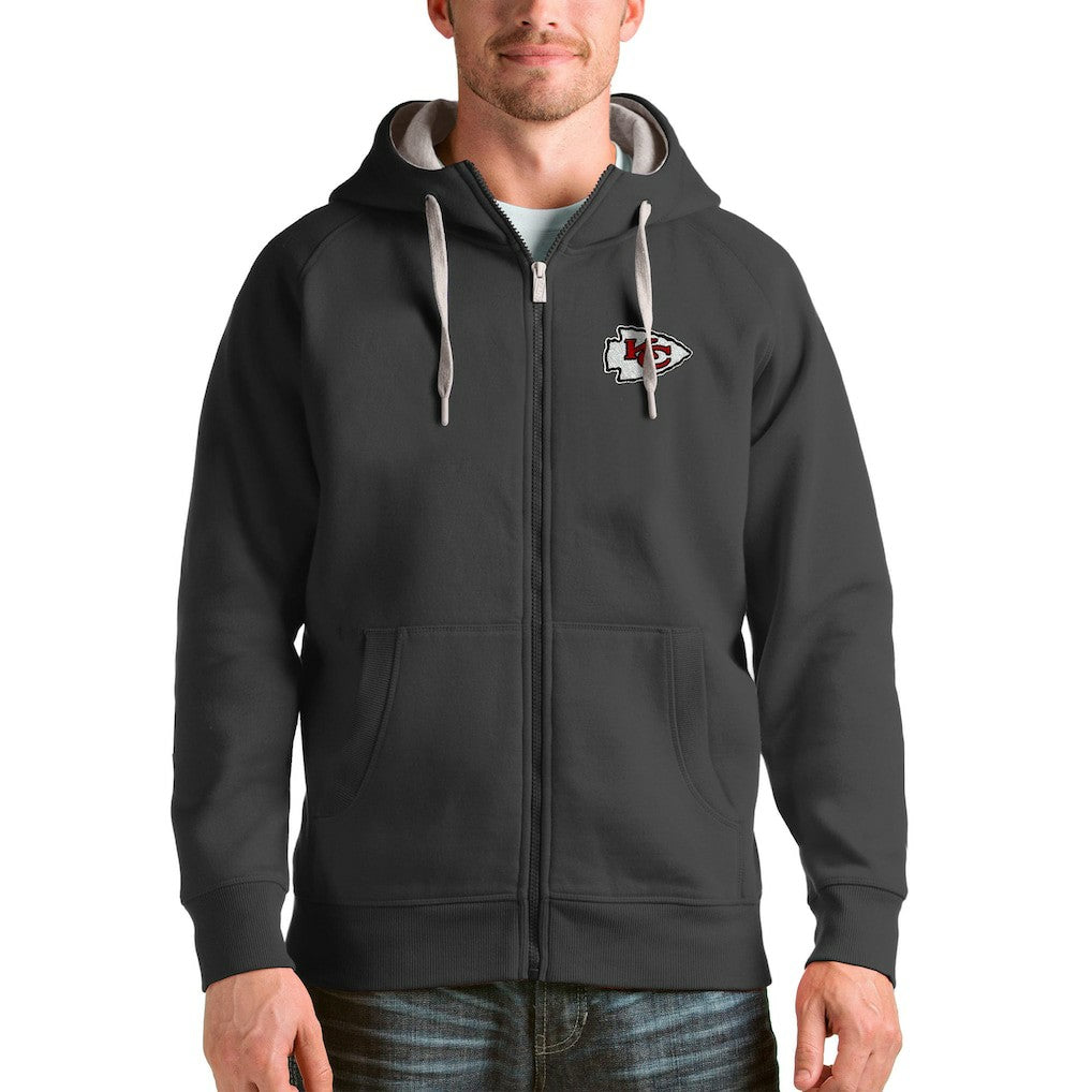 Kansas City Chiefs Antigua Victory Full-Zip Hoodie - Charcoal discount