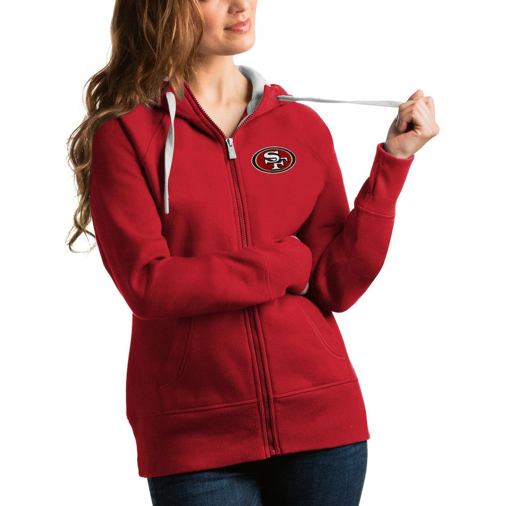 San Francisco 49ers Antigua Women's Victory Full-Zip Hoodie - Scarlet for sale