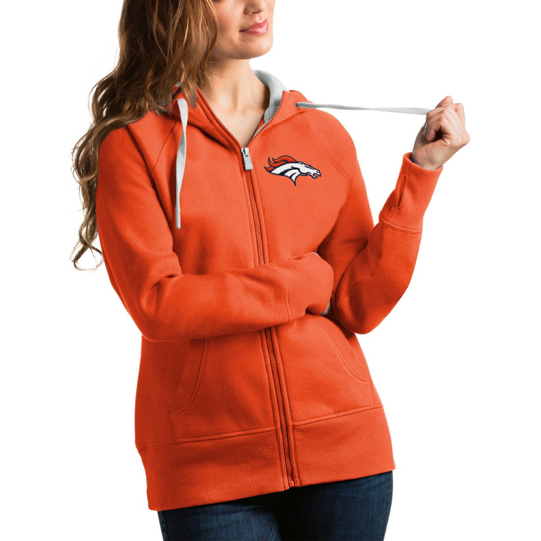 Denver Broncos Antigua Women's Victory Full-Zip Hoodie - Orange for sale
