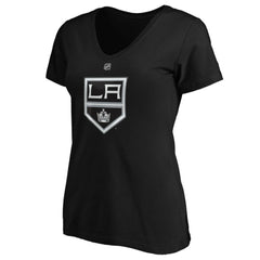 Quinton Byfield Los Angeles Kings Fanatics Women's Authentic Stack Name & Number V-Neck T-Shirt Black