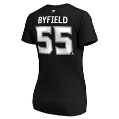 Quinton Byfield Los Angeles Kings Fanatics Women's Authentic Stack Name & Number V-Neck T-Shirt Black