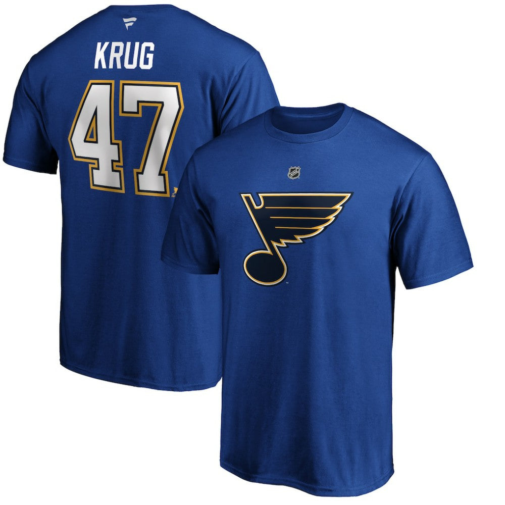 Torey Krug St. Louis Blues Fanatics Authentic Stack Name & Number T-Shirt Blue
