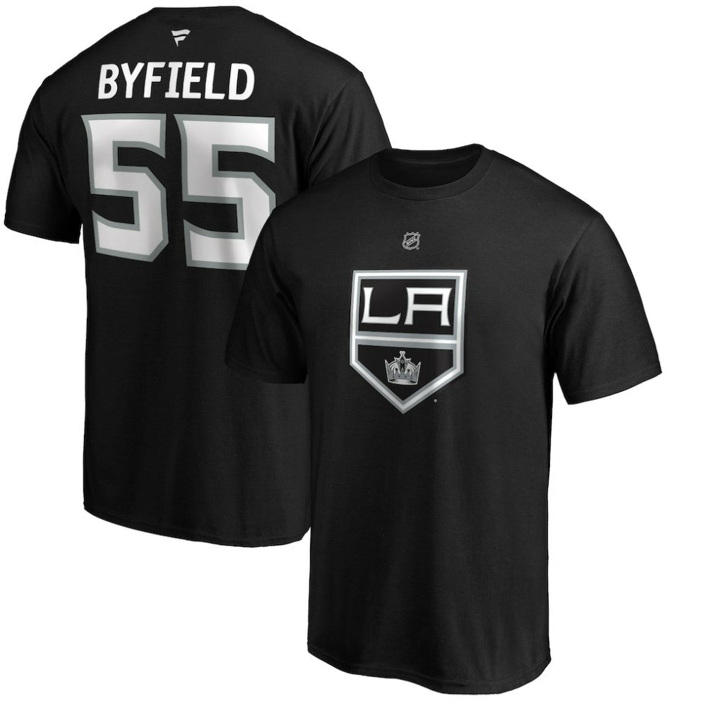 Quinton Byfield Los Angeles Kings Fanatics Authentic Stack Name & Number T-Shirt Black