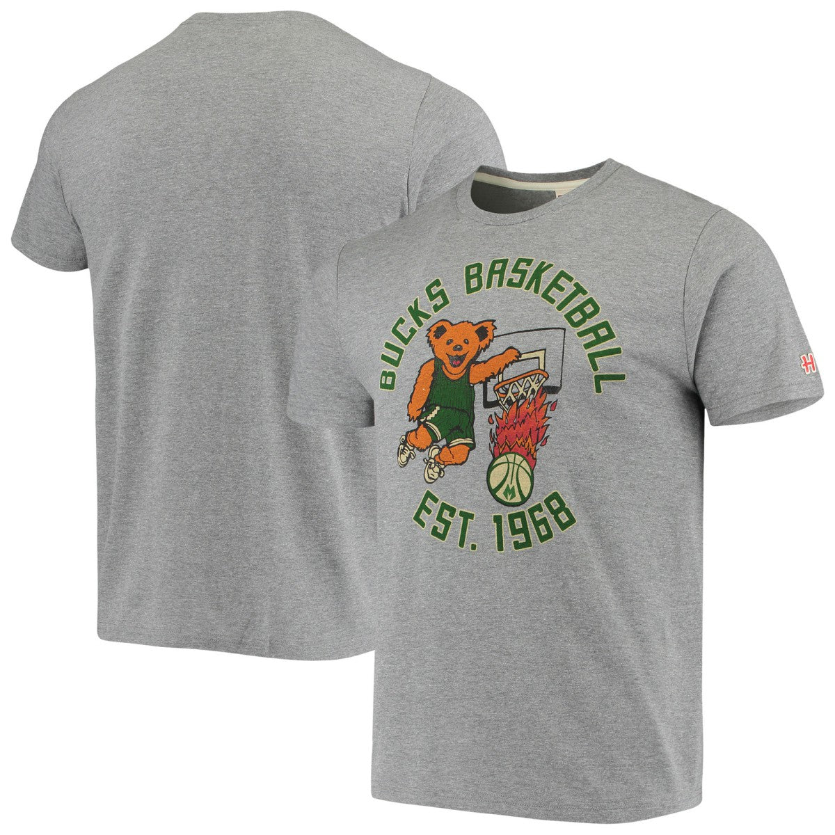Milwaukee Bucks Homage NBA x Grateful Dead Tri-Blend T-Shirt - Heathered Gray for sale