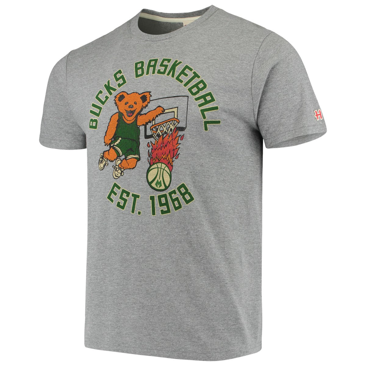 Milwaukee Bucks Homage NBA x Grateful Dead Tri-Blend T-Shirt - Heathered Gray for sale