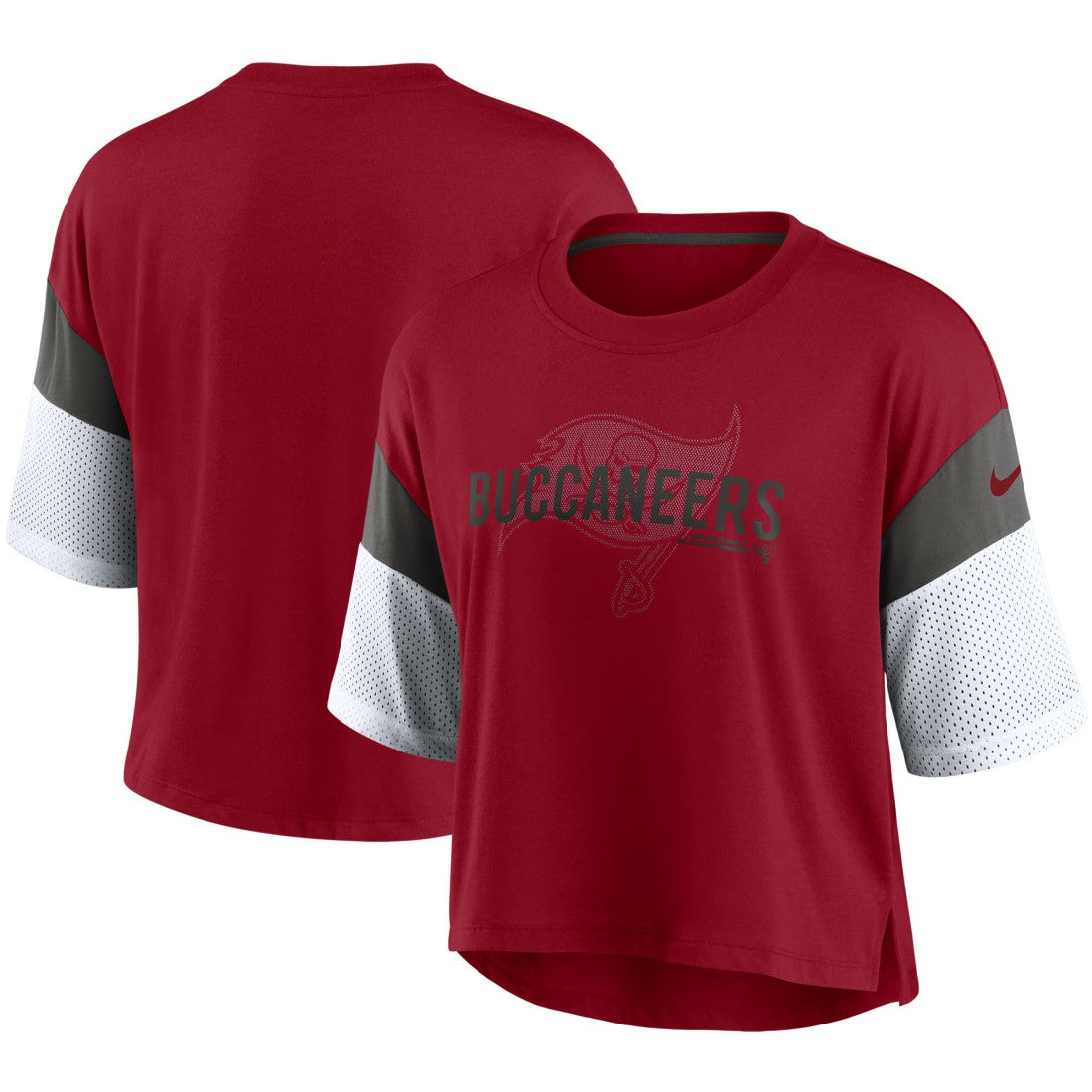 Tampa Bay Buccaneers Women's Nickname Tri-Blend Performance Crop Top - Red/White | Nike cheap