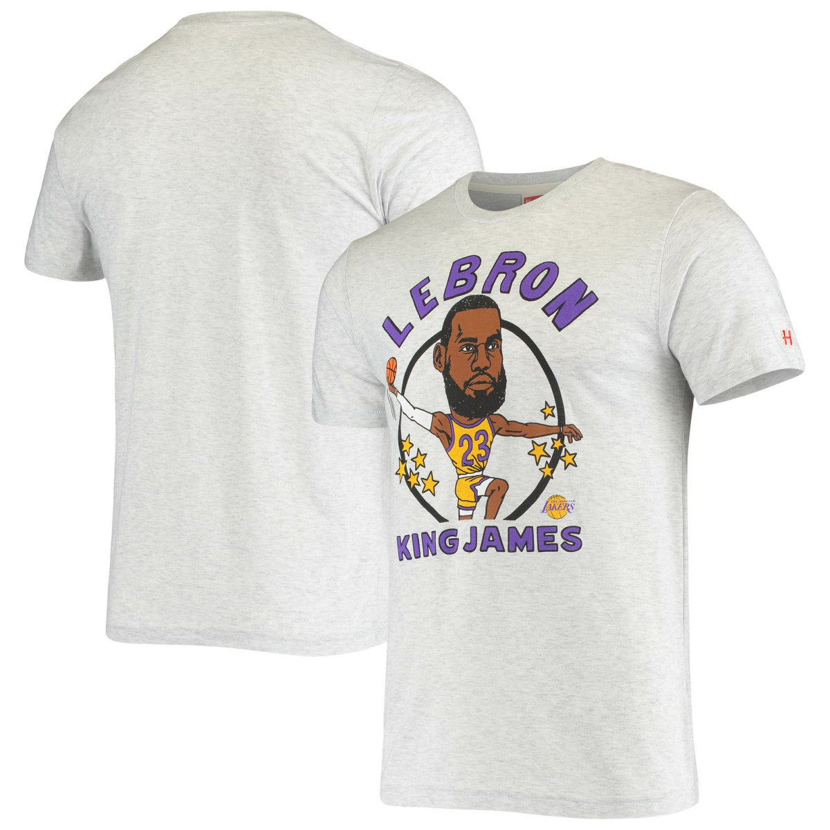 LeBron James Los Angeles Lakers Homage Caricature Tri-Blend T-Shirt - Heathered Ash on sale