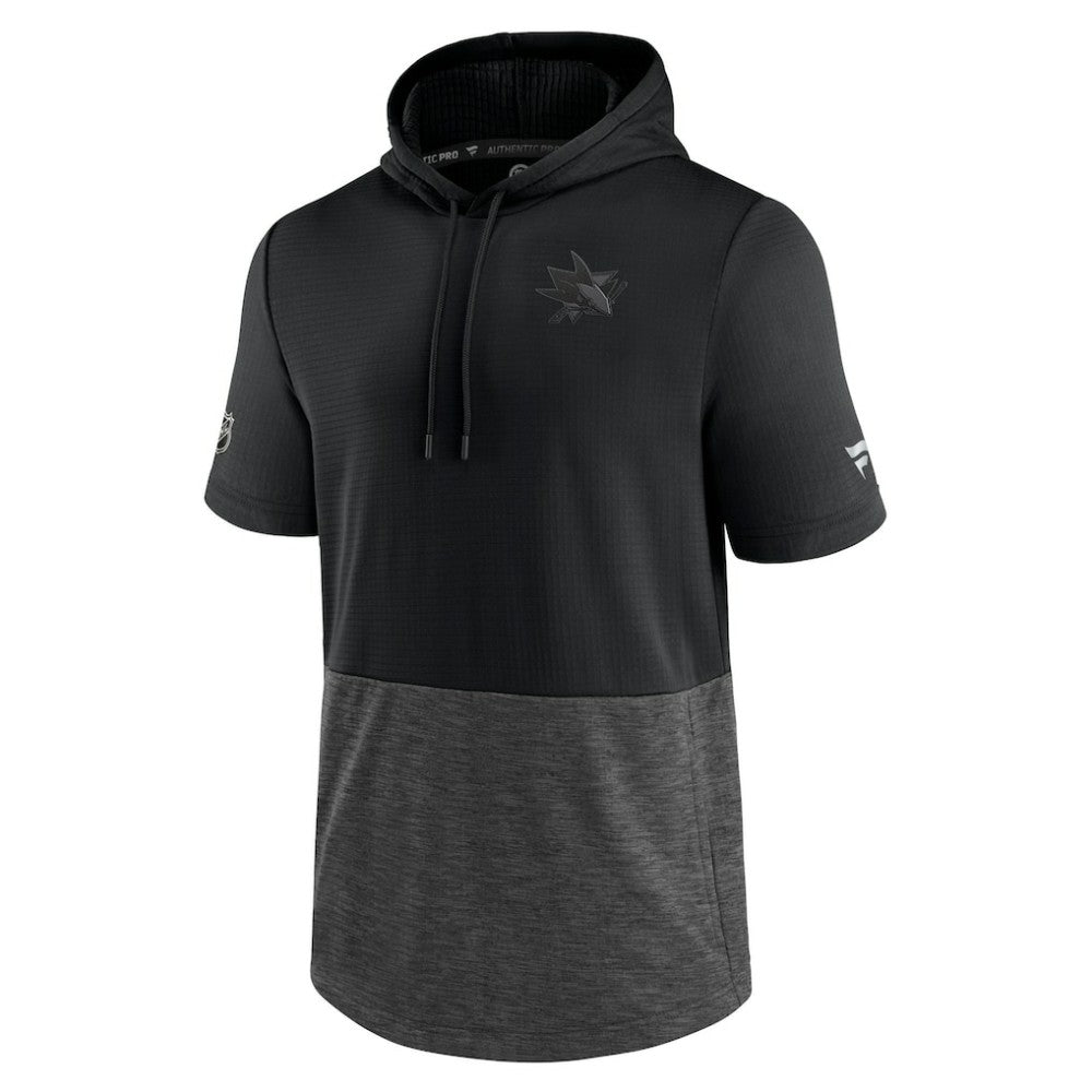 San Jose Sharks Fanatics Authentic Pro Travel and Training Short Sleeve Pullover Hoodie Black