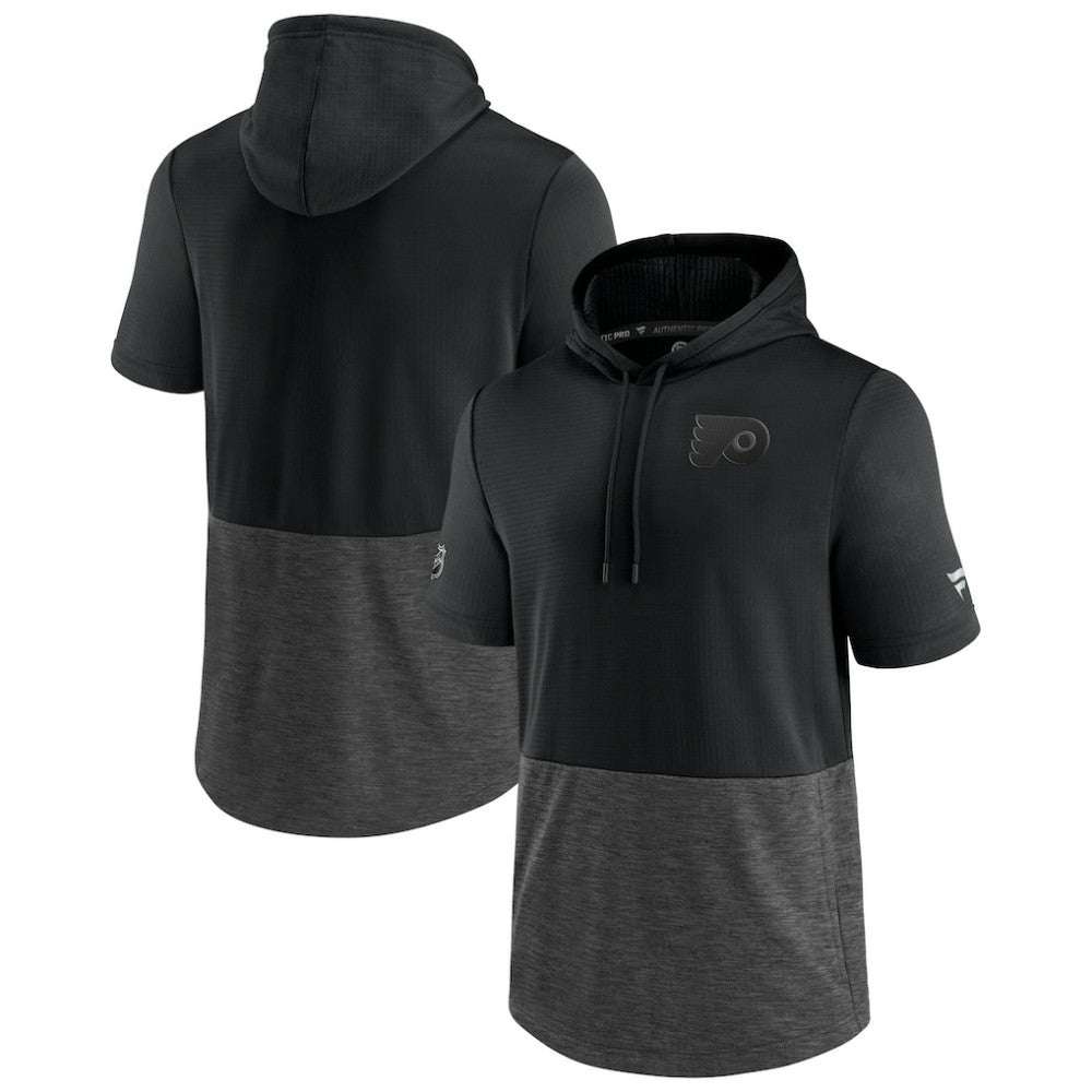 Philadelphia Flyers Fanatics Authentic Pro Travel and Training Short Sleeve Pullover Hoodie Black