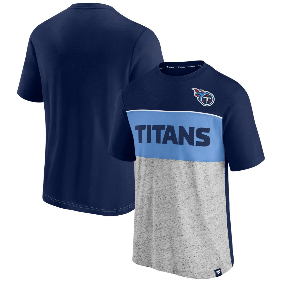 Tennessee Titans Colorblock T-Shirt - Navy/Heathered Gray for sale