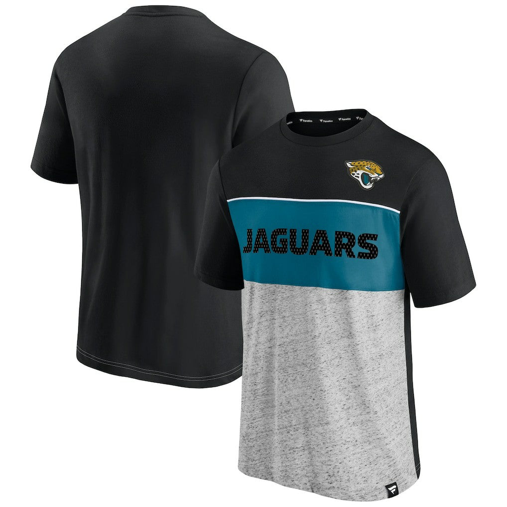 Jacksonville Jaguars Colorblock T-Shirt - Black/Heathered Gray sale