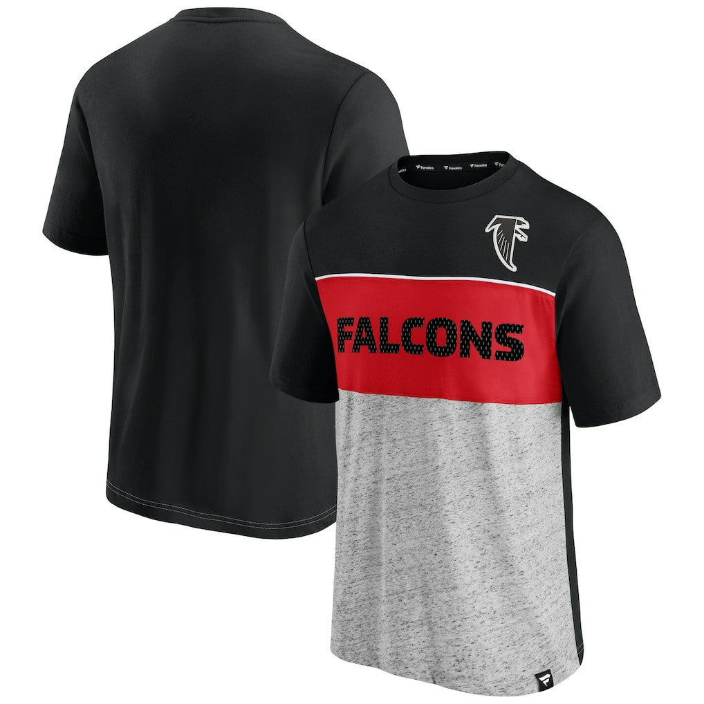 Atlanta Falcons Throwback Colorblock T-Shirt - Black/Heathered Gray cheap