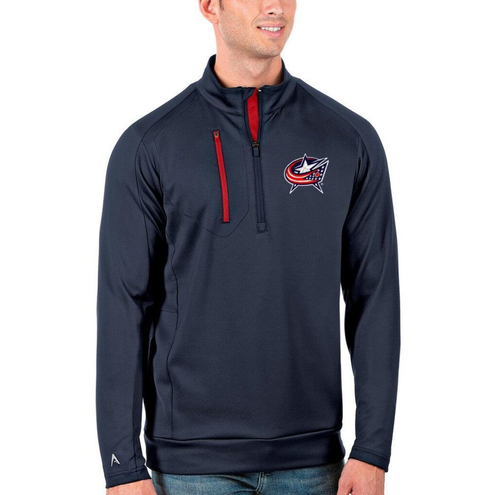 Columbus Blue Jackets Antigua Generation Quarter-Zip Pullover Jacket Navy/Red
