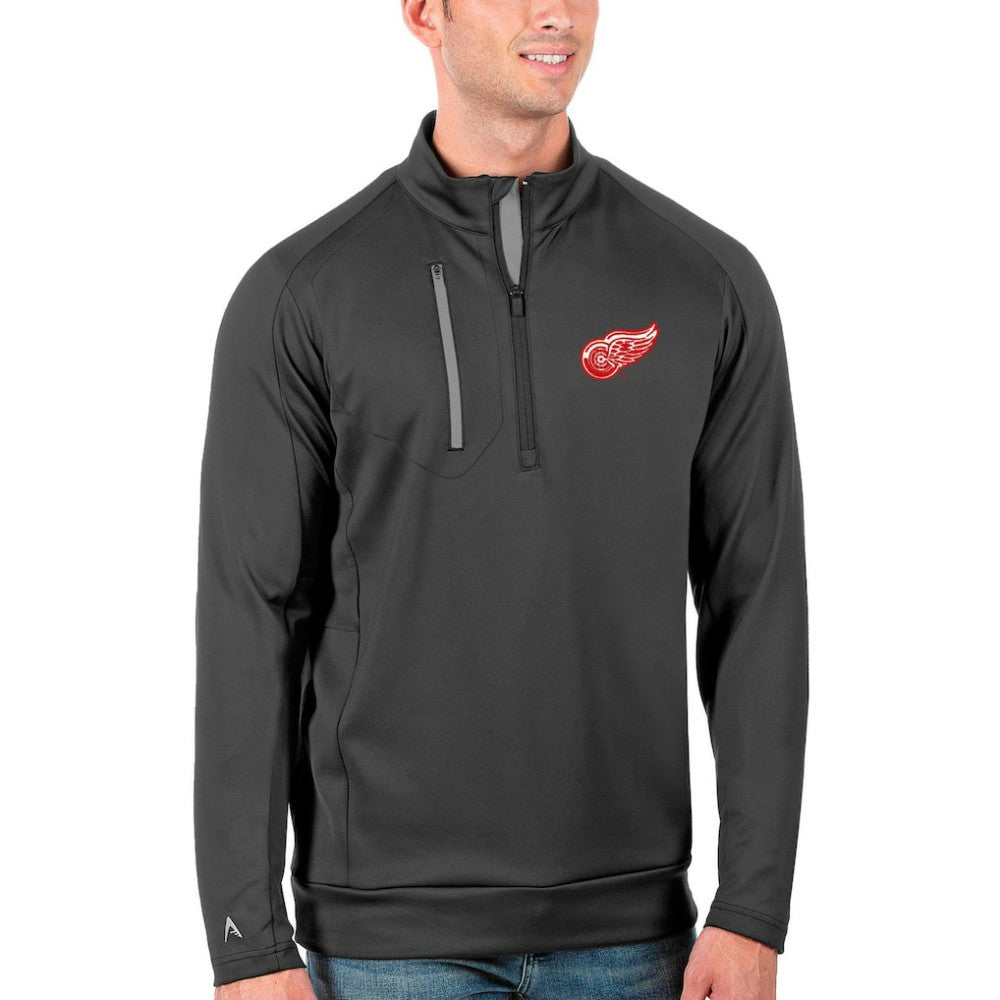 Detroit Red Wings Antigua Generation Quarter-Zip Pullover Jacket Charcoal/Silver