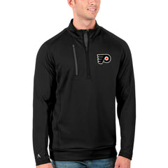 Philadelphia Flyers Antigua Generation Quarter-Zip Pullover Jacket Black/Charcoal