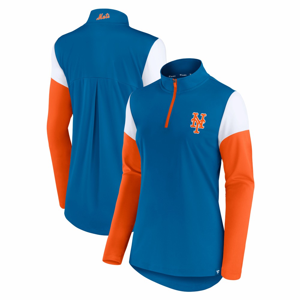 New York Mets Women's Authentic Fleece Quarter-Zip Jacket - Royal/Orange
