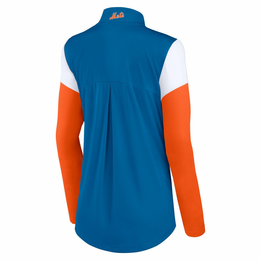 New York Mets Women's Authentic Fleece Quarter-Zip Jacket - Royal/Orange