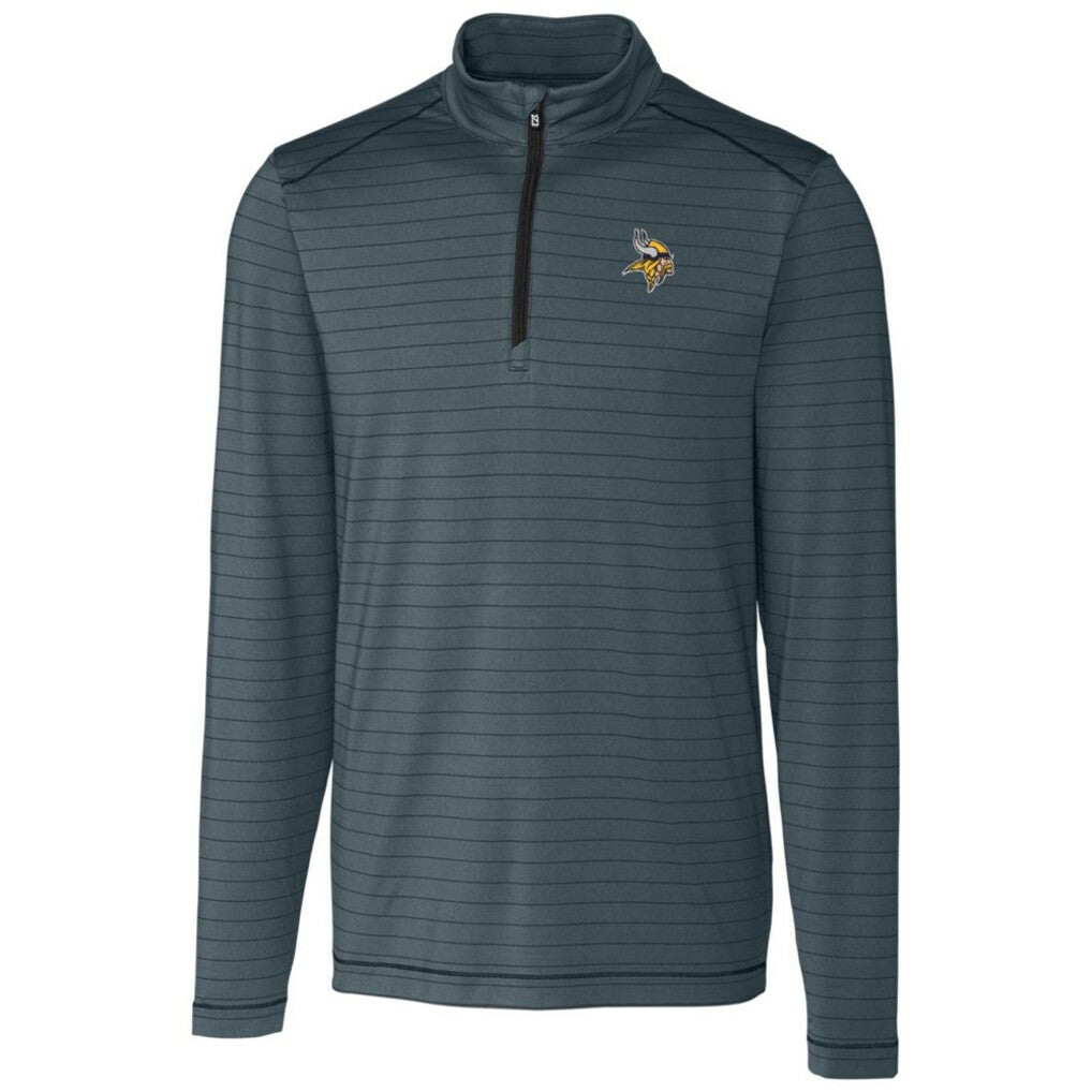 Minnesota Vikings Cutter & Buck Holman Stripe Quarter-Zip Pullover Jacket - Heather Black outlet