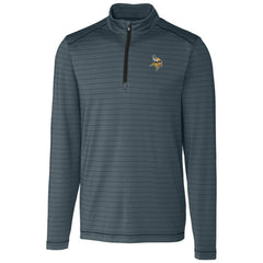 Minnesota Vikings Cutter & Buck Holman Stripe Quarter-Zip Pullover Jacket - Heather Black outlet