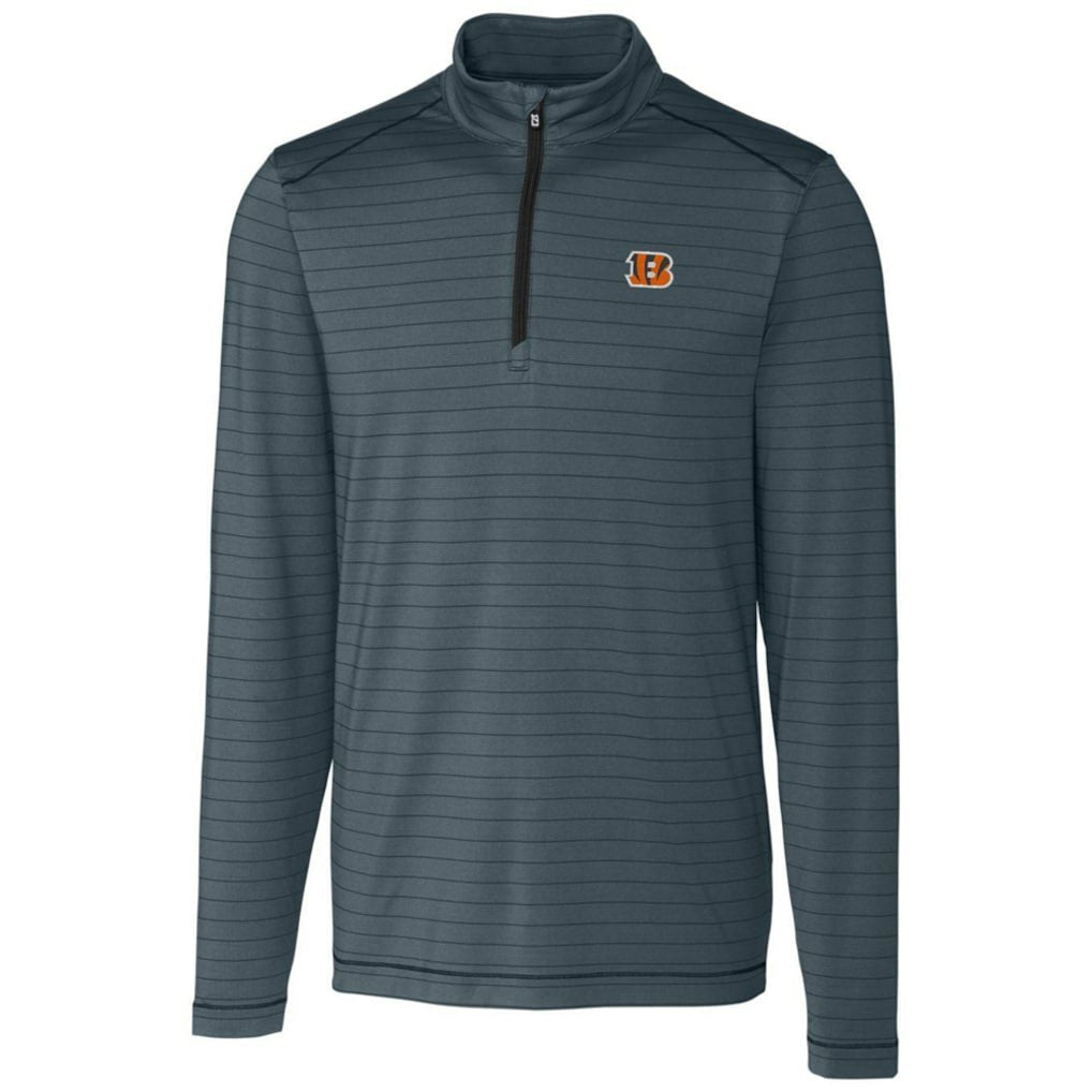 Cincinnati Bengals Cutter & Buck Holman Stripe Quarter-Zip Pullover Jacket - Heather Black online