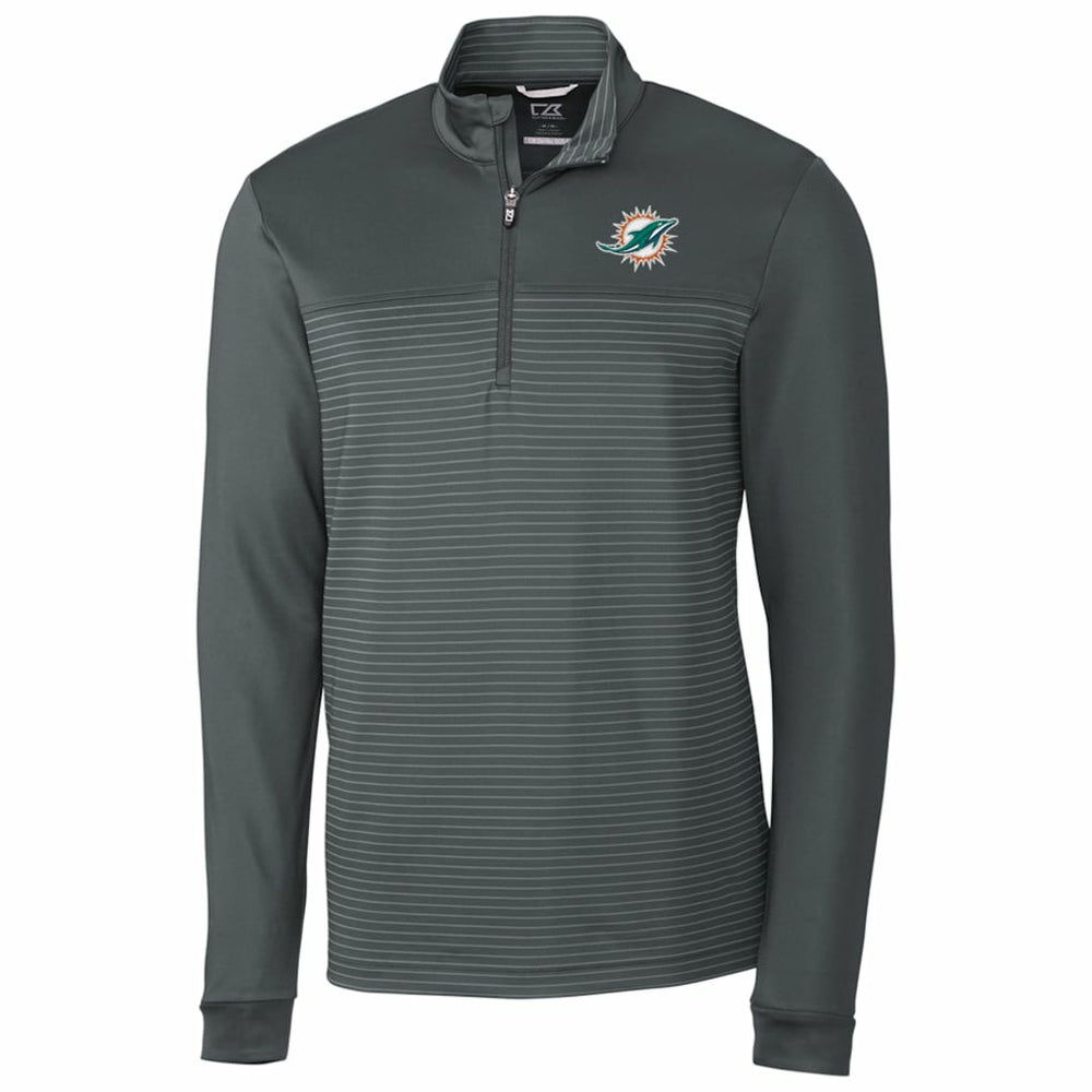 Miami Dolphins Cutter & Buck Traverse Stripe Quarter-Zip Pullover Jacket - Gray online
