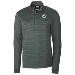 Miami Dolphins Cutter & Buck Traverse Stripe Quarter-Zip Pullover Jacket - Gray online