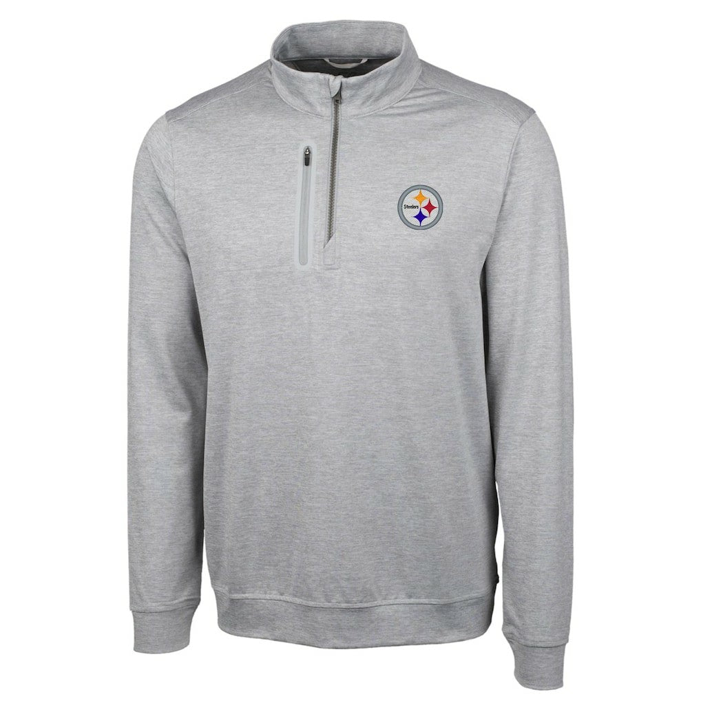 Pittsburgh Steelers Cutter & Buck Big & Tall Stealth Quarter-Zip Pullover Jacket - Heather Gray on sale