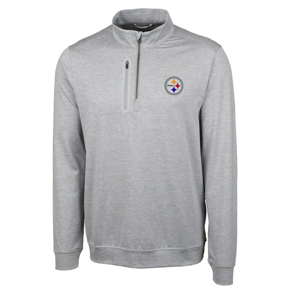 Pittsburgh Steelers Cutter & Buck Big & Tall Stealth Quarter-Zip Pullover Jacket - Heather Gray on sale