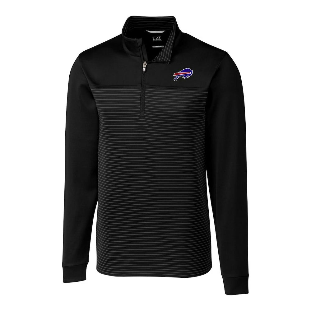 Buffalo Bills Cutter & Buck Big & Tall Traverse Stripe Quarter-Zip Pullover Jacket - Black on sale
