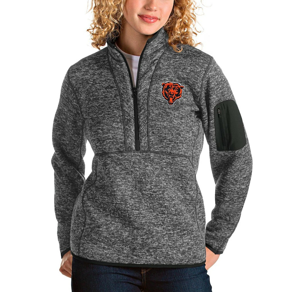 Chicago Bears Antigua Women's Bear Head Fortune Half-Zip Pullover Jacket - Heather Charcoal sale