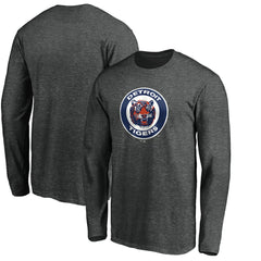 Detroit Tigers Cooperstown Collection Huntington Logo Long Sleeve T-Shirt - Charcoal
