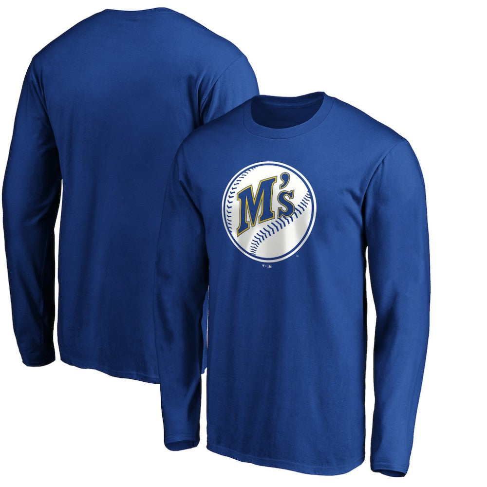 Seattle Mariners Cooperstown Collection Huntington Logo Long Sleeve T-Shirt - Royal