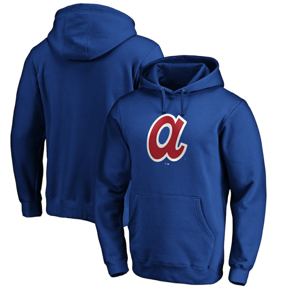 Atlanta Braves Cooperstown Collection Huntington Logo Fitted Pullover Hoodie - Royal