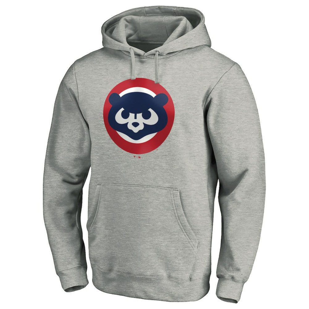 Chicago Cubs Cooperstown Collection Huntington Logo Fitted Pullover Hoodie - Heather Gray