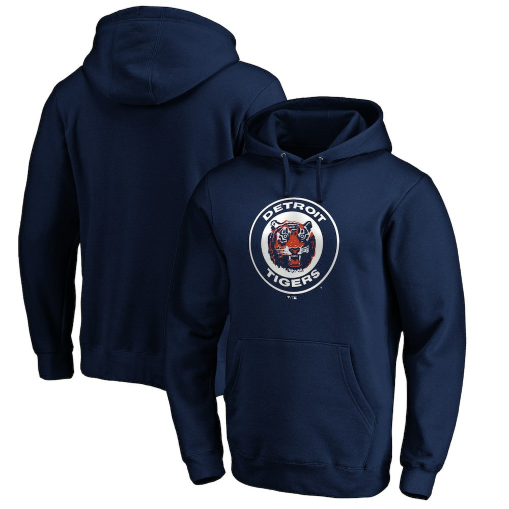 Detroit Tigers Cooperstown Collection Huntington Logo Fitted Pullover Hoodie - Navy