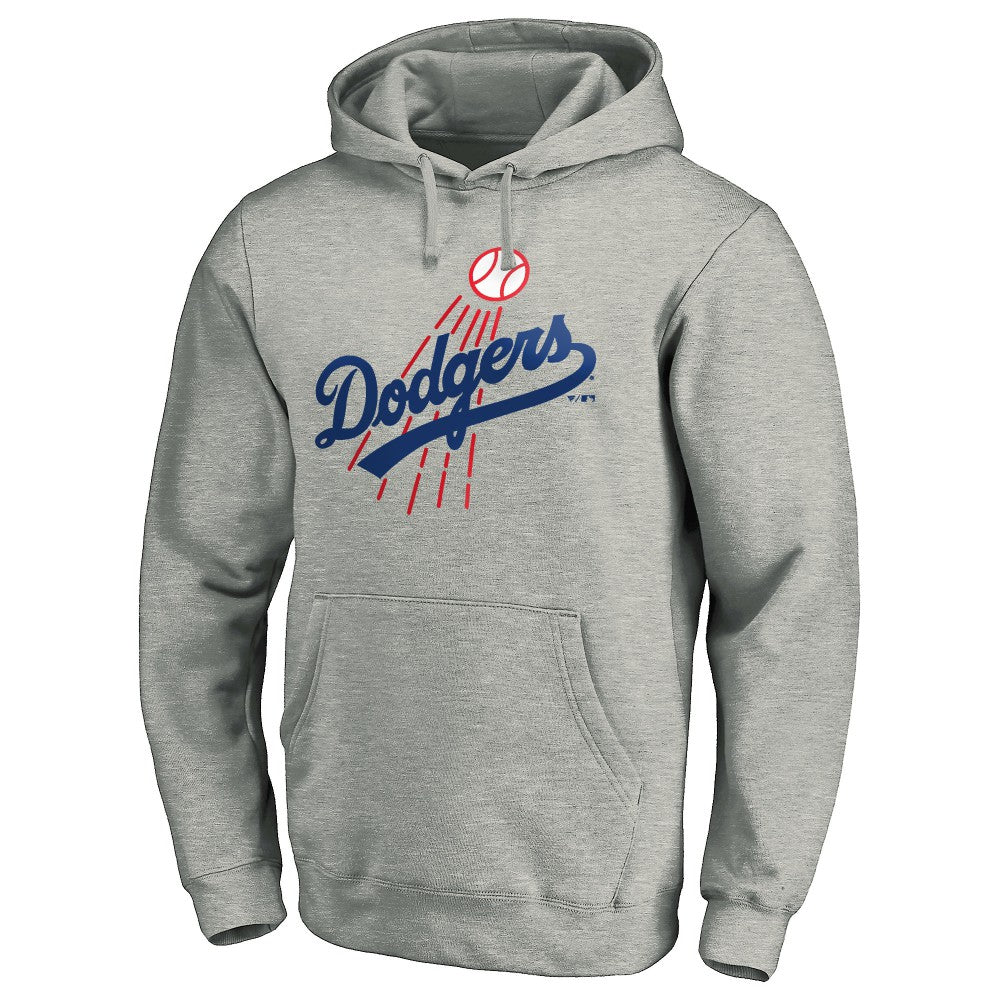 Los Angeles Dodgers Cooperstown Collection Huntington Logo Fitted Pullover Hoodie - Heather Gray